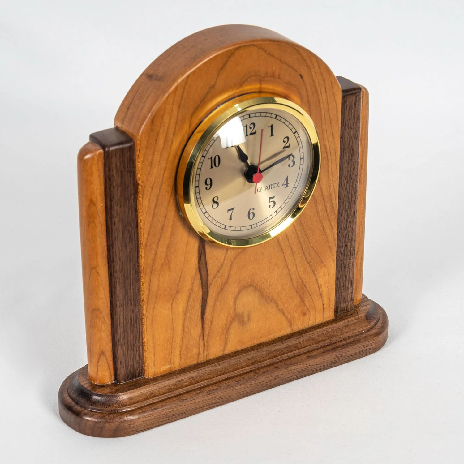 Handcrafted Cherry and Walnut Art Deco Clock | Elegant & Canadian